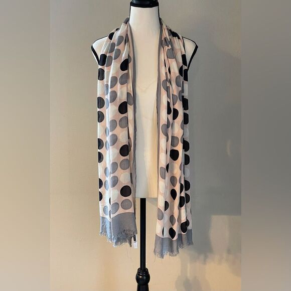 NEW! Talbots, Pink, Black, Gray & White, Soft, Flowy, Viscose Scarf. One Size. - Picture 2 of 4